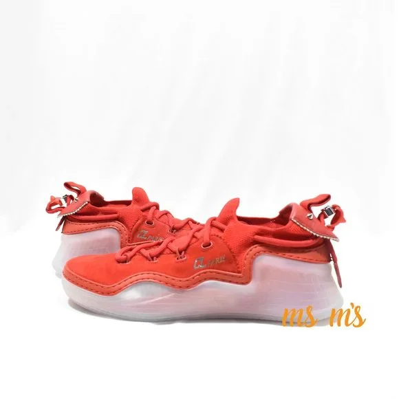 NIB Christian Louboutin Donna Clear Sole Red Suede Low Top Sneakers - Picture 4 of 8